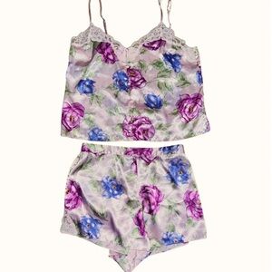 Valerie Stevens Two Piece Floral Cami Sleep Set Lingerie Size Medium